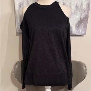 Elegant Black “Glitter” Cold Shoulder Sweater